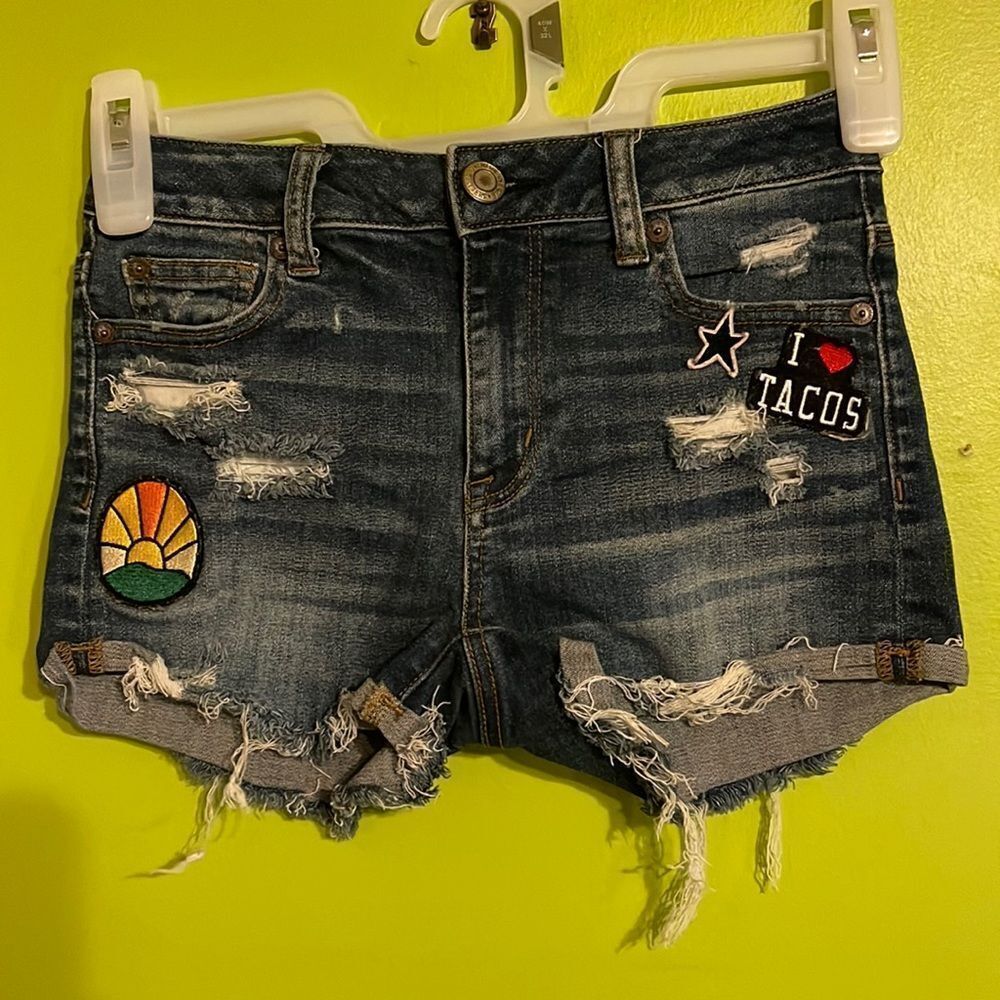 American Eagle Outfitters Super Stretch Hi-Rise Shortie Jean Shorts Size 0
